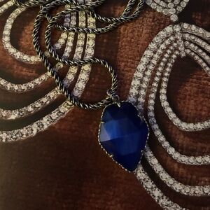 Kendra Scott Cobalt Blue Cats Eyes Corla Pendant Necklace Silver